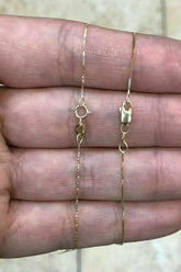 14K Solid Yellow Gold Necklace Gold Box Chain 16" 18" 20" 22" 24" 26'' 30'' ,Everyday Necklace, Simple chain, Best Seller, Gift, Anniversary